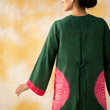 Pitaara Hand Embroidered Modal Kurta - Forest Green