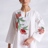 Anaar Patchwork Cotton Kurta Set - Peach