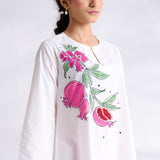 Anaar Patchwork Cotton Kurta Set - Fuchsia