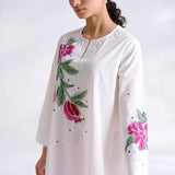 Anaar Patchwork Cotton Kurta Set - Fuchsia