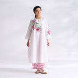 Anaar Patchwork Cotton Kurta Set - Fuchsia