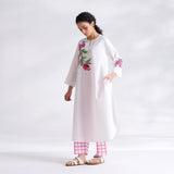 Anaar Patchwork Cotton Kurta Set - Fuchsia