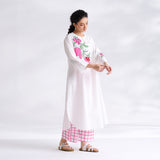 Anaar Patchwork Cotton Kurta Set - Fuchsia