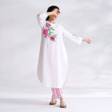 Anaar Patchwork Cotton Kurta Set - Fuchsia