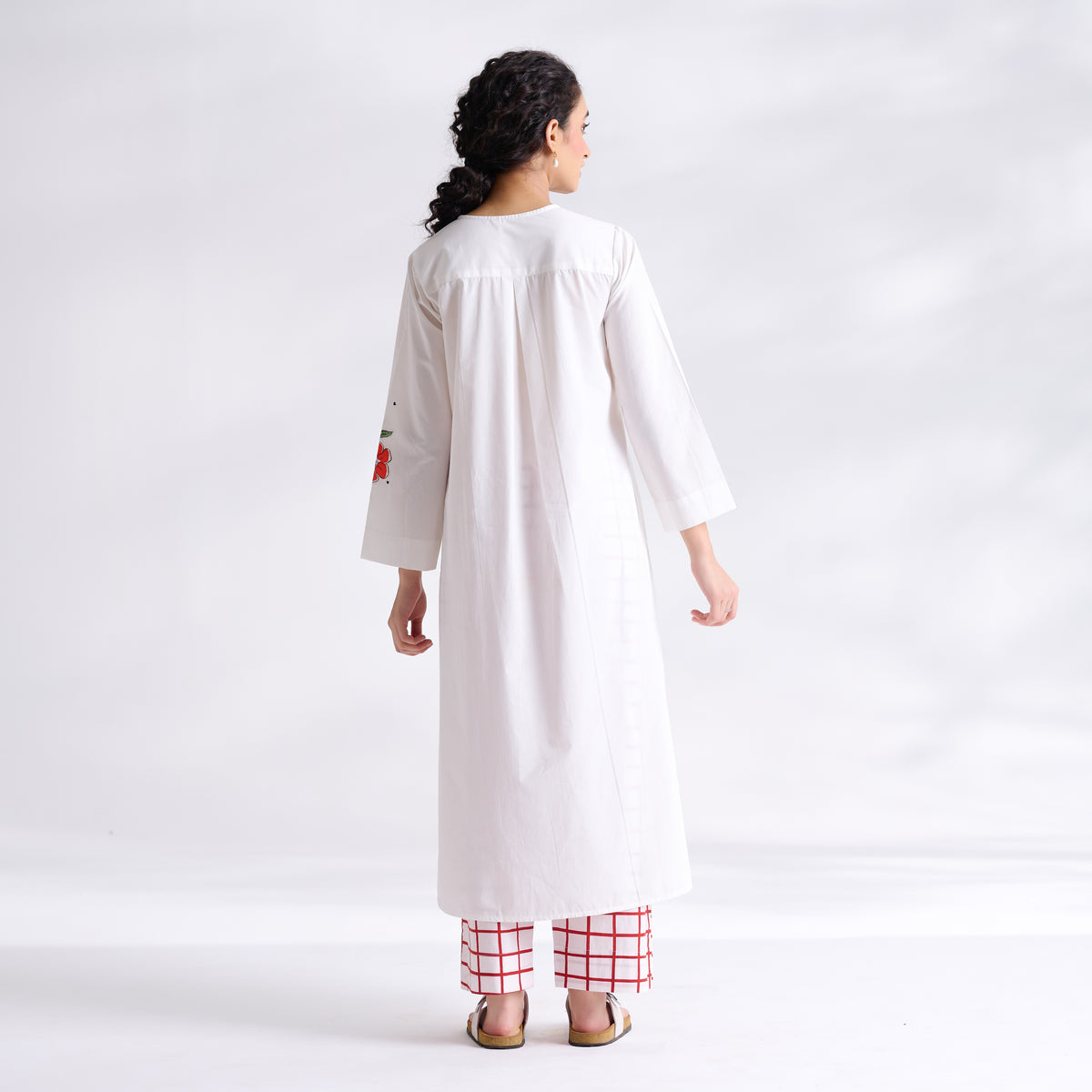 Anaar Patchwork Cotton Kurta Set - Red