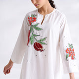 Anaar Patchwork Cotton Kurta Set - Red