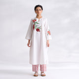 Anaar Patchwork Cotton Kurta Set - Red