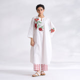 Anaar Patchwork Cotton Kurta Set - Red