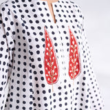 Paan Polka Hand Embroidered Kurta - Black