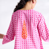 Paan Polka Hand Embroidered Kurta - Baby Pink