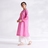 Paan Polka Hand Embroidered Kurta - Baby Pink