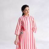 Wildflower Embroidered Cotton Kurta Set - Coral