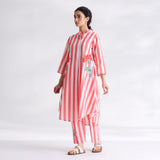 Wildflower Embroidered Cotton Kurta Set - Coral