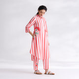 Wildflower Embroidered Cotton Kurta Set - Coral