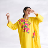 She Wore Flowers Cotton Kurta - Yellow