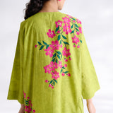 She Wore Flowers Cotton Kurta - Olive