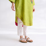 She Wore Flowers Cotton Kurta - Olive