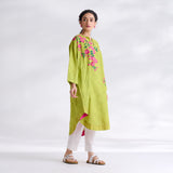 She Wore Flowers Cotton Kurta - Olive