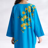 She Wore Flowers Cotton Kurta - Electric Blue