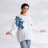 Petals on Cloud Cotton Shirt - Blue