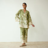 Bellflower Slub Cotton Coord Set - Spinach Green