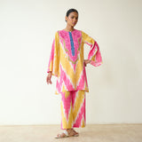Malti Slub Cotton Coord Set - Turmeric & Candy Pink