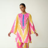 Malti Slub Cotton Coord Set - Turmeric & Candy Pink