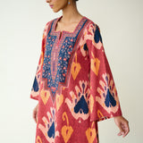 Paan Hand Embroidered Slub Cotton Coord Set - Multicolour