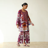 Ruby Hand Embroidered Slub Cotton Coord Set - Multicolour