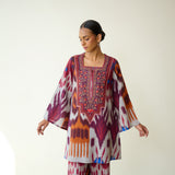 Ruby Hand Embroidered Slub Cotton Coord Set - Multicolour