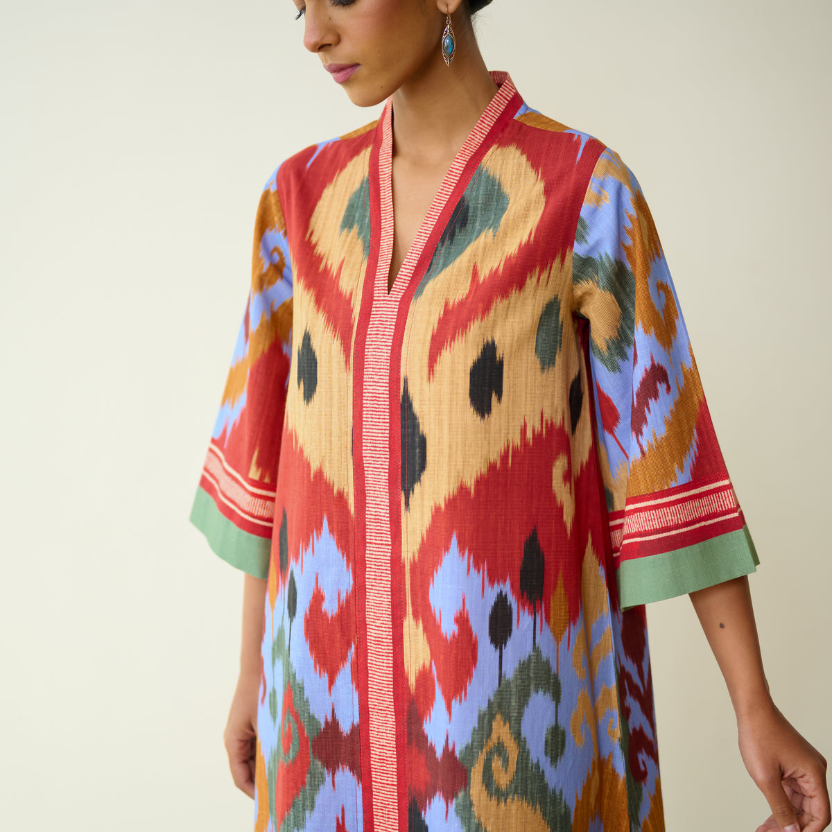 Maheeka Slub Cotton Kurta - Ocean Blue