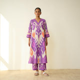Maayra Slub Cotton Kurta Set - Purple