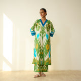 Maayra Slub Cotton Kurta Set - Parrot Green