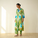 Maayra Slub Cotton Kurta Set - Parrot Green