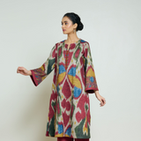 Moonara Hand Embroidered Woollen Kurta - Beige