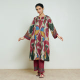 Moonara Hand Embroidered Woollen Kurta Set - Beige