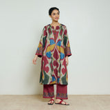 Moonara Hand Embroidered Woollen Kurta Set - Beige