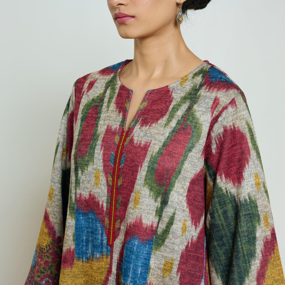 Moonara Hand Embroidered Woollen Kurta - Beige