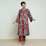 Moonara Hand Embroidered Woollen Kurta Set - Dusty Pink