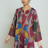 Moonara Hand Embroidered Woollen Kurta - Dusty Pink