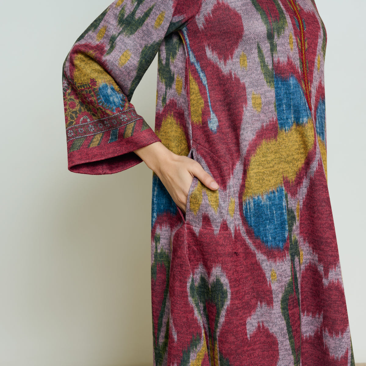 Moonara Hand Embroidered Woollen Kurta Set - Dusty Pink