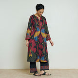 Moonara Hand Embroidered Woollen Kurta - Black