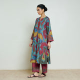 Moonara Hand Embroidered Woollen Kurta - Ocean Blue