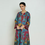 Moonara Hand Embroidered Woollen Kurta - Ocean Blue