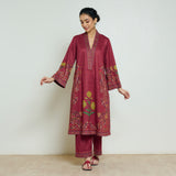 Gulmohar Woollen Kurta Set - Brick Red
