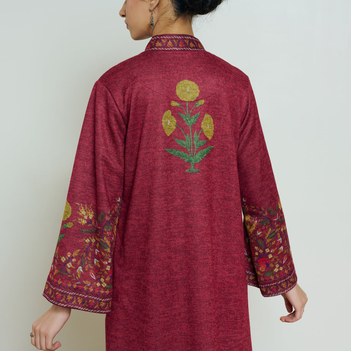 Gulmohar Woollen Kurta Set - Brick Red