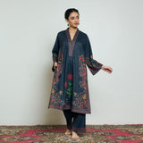 Gulmohar Woollen Kurta Set - Charcoal