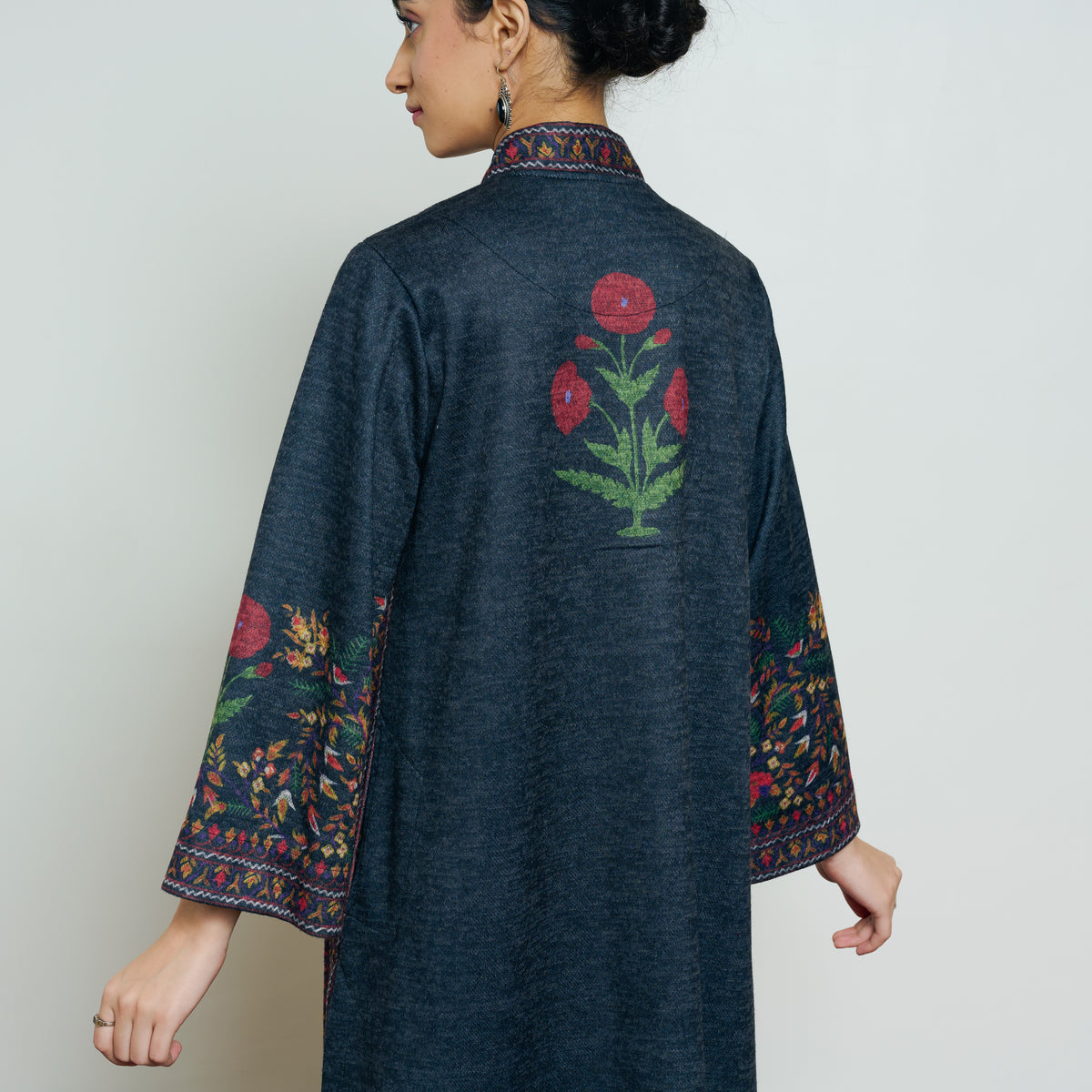 Gulmohar Woollen Kurta Set - Charcoal