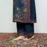 Gulmohar Woollen Kurta Set - Charcoal
