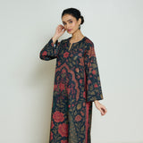 Valley of Flowers Hand Embroidered Woollen Kurta Set - Charcoal